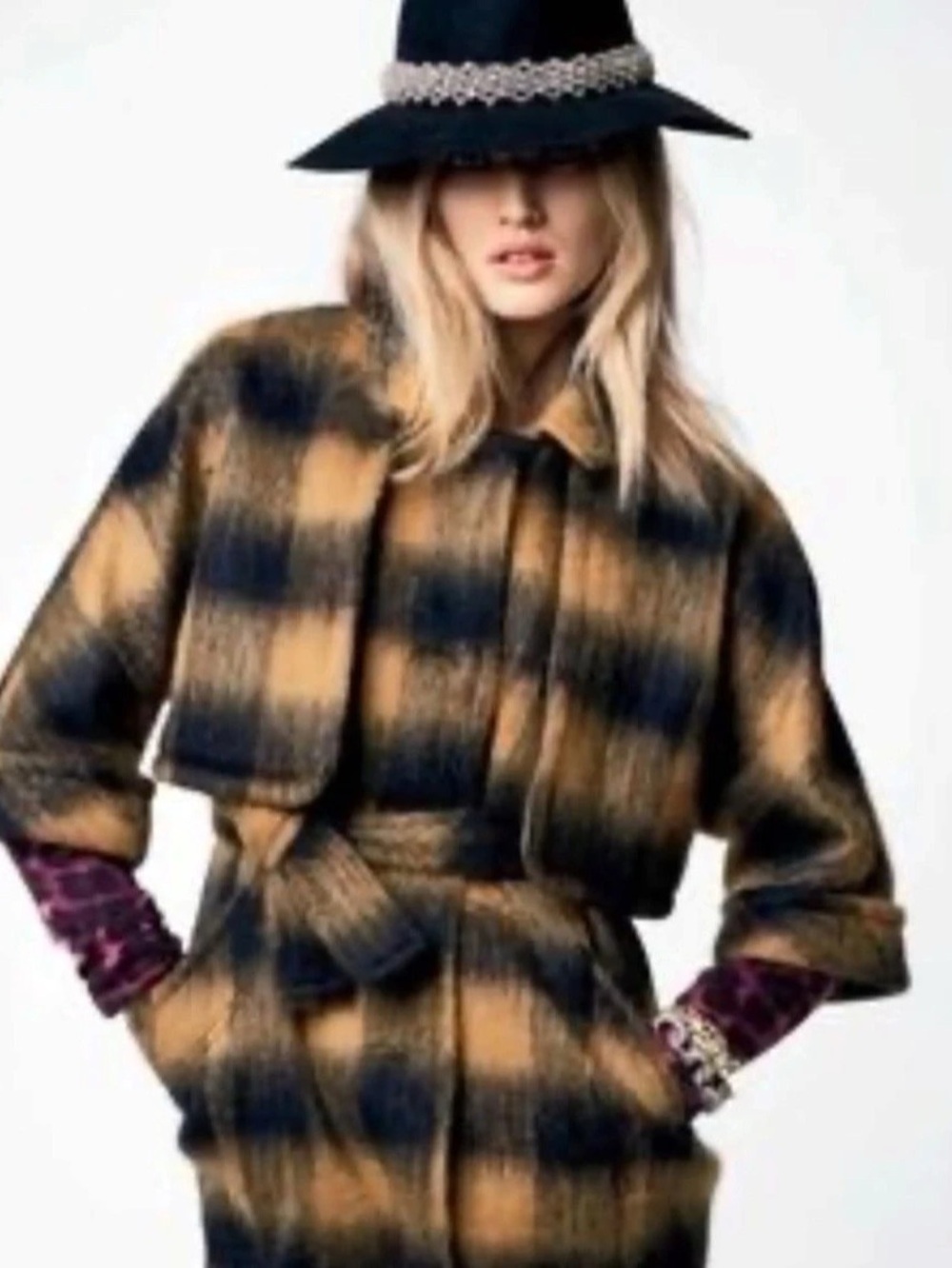 Juicy Couture Plaid Cropped Jacket Brown & Black Small